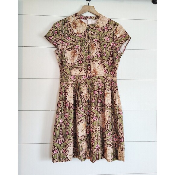 Morris & Co x H&M Womens Cottagecore Botanical Dress Size 6 Pimpernel Romantic - Picture 3 of 10